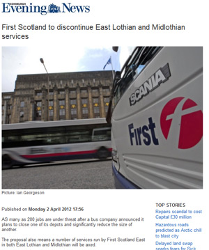 First kills bus route covering Pencaitland and Ormiston - click for the Edinburgh Evening News story