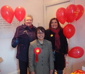 Shamin Akhtar with agent Christine Russell & Liz Grant before campaigning.