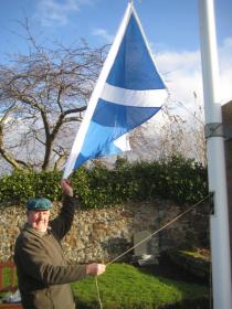 Hoisting the Scottish Saltire