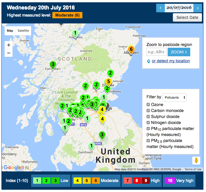 July Pollution Map